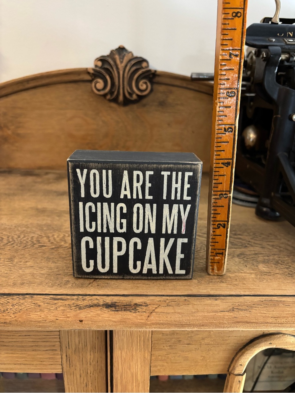 Rustic Black Block Sign "You Are The Icing On My Cupcake" Primitives by Kathy